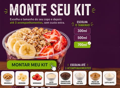 Açaí com acompanhamentos